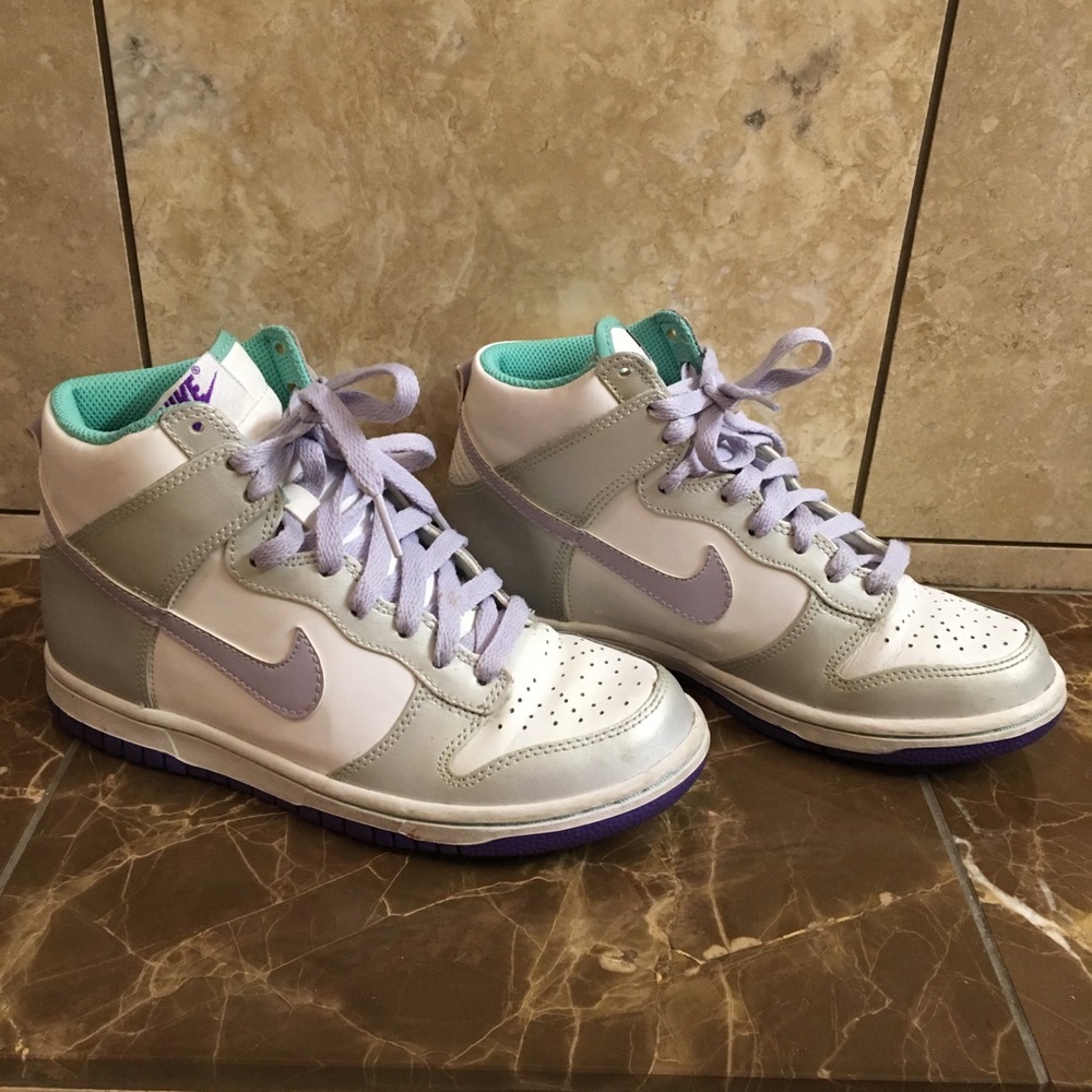 Holographic Nike shoes purple and teal